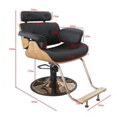 Профессиональное парикмахерское кресло с подставкой для ног и деревянными элементами GABBIANO FLORENCIJA, коричневого цвета + РЕГУЛИРУЕМЫЙ ПОДГОЛОВНИК цена и информация | Мебель для салонов красоты | 220.lv