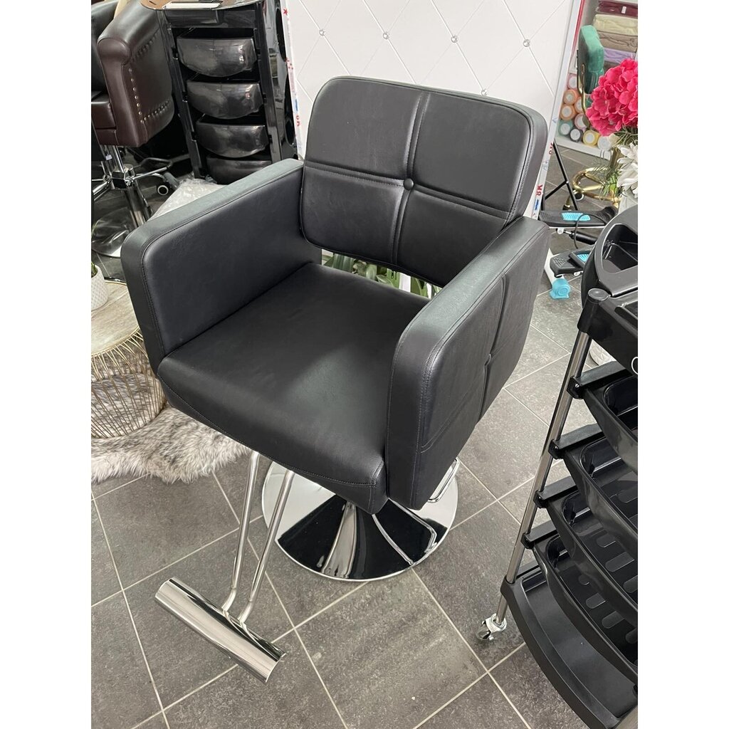 Profesionāls friziera krēsls HAIR SYSTEM HS10, melns cena un informācija | Mēbeles skaistumkopšanas saloniem | 220.lv