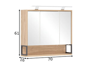 Зеркальный шкаф с LED-светильником Limone, светлый дуб цена и информация | Шкафчики для ванной | 220.lv