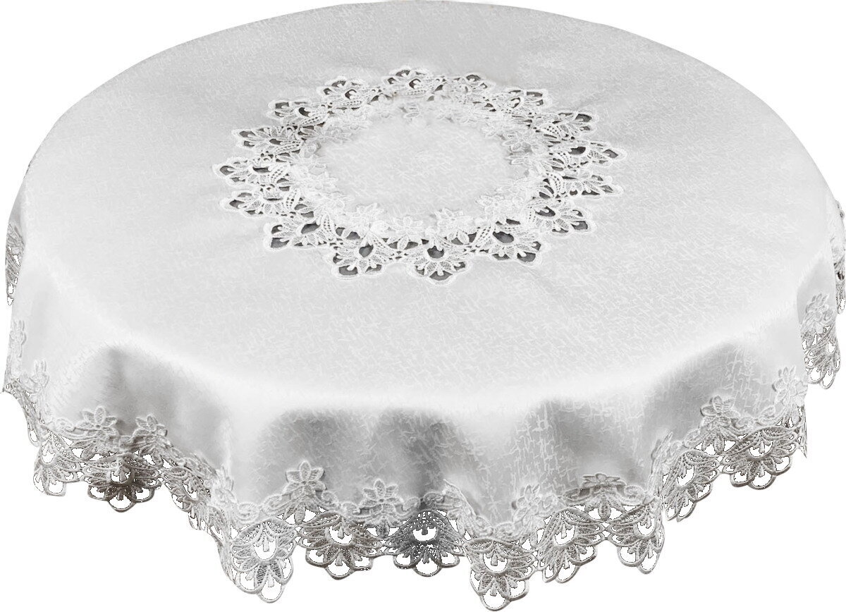 Apaļš, traipu izturīgs galdauts G01-01, balts, 130 cm cena un informācija | Galdauti, salvetes | 220.lv