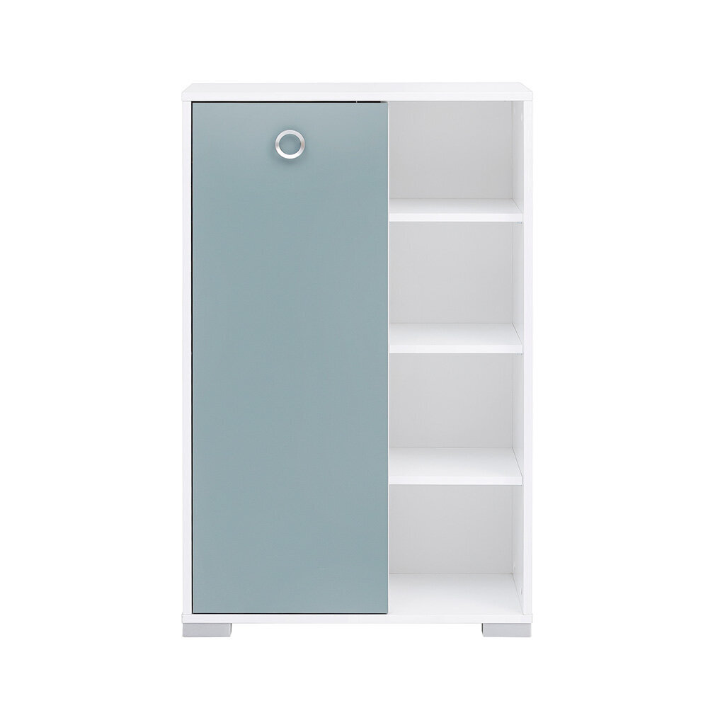 Augsts vannas istabas skapis Kimi, gaiši zila / balta cena un informācija | Vannas istabas skapīši | 220.lv