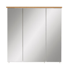 Зеркальный шкаф с LED-освещением Padua, белый глянцевый / дуб цена и информация | Шкафчики для ванной | 220.lv