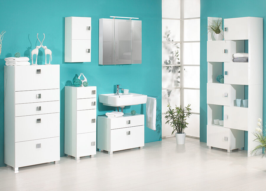 Izvelkamais vannas istabas skapītis Quadra, balta cena un informācija | Vannas istabas skapīši | 220.lv