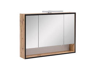 Зеркальный шкаф с LED-освещением Max, дуб цена и информация | Шкафчики для ванной | 220.lv