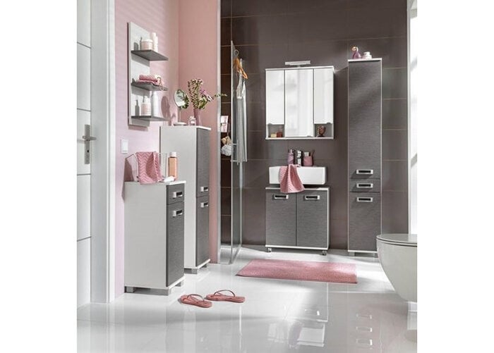 Apakšējais vannas istabas skapis Cadiz, pelnu pelēka / balta cena un informācija | Vannas istabas skapīši | 220.lv