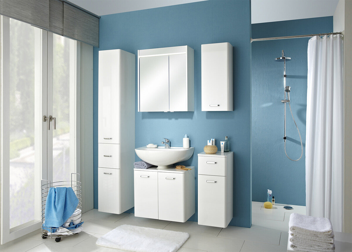 Augšējais vannas istabas skapis 316 balta glancēta cena un informācija | Vannas istabas skapīši | 220.lv