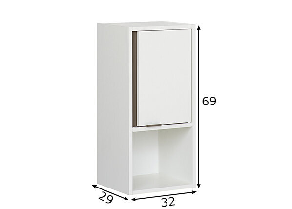 Augšējais vannas istabas skapis 337 perlamutrs balts / pelēks cena un informācija | Vannas istabas skapīši | 220.lv