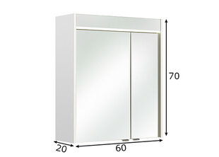 Spoguļstikla skapis ar LED apgaismojumu 23-I balta cena un informācija | Vannas istabas skapīši | 220.lv