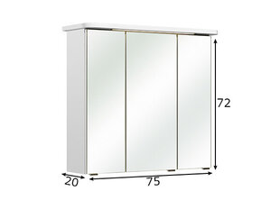 Зеркальный шкаф с LED-светильником 87-I белый цена и информация | Шкафчики для ванной | 220.lv