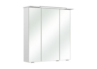 Spoguļstikla skapis ar LED apgaismojumu 54-I balta glancēta cena un informācija | Vannas istabas skapīši | 220.lv