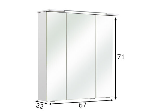 Spoguļstikla skapis ar LED apgaismojumu 54-I balta glancēta cena un informācija | Vannas istabas skapīši | 220.lv