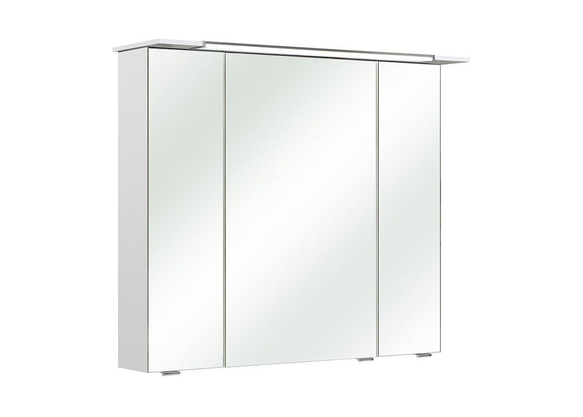 Spoguļstikla skapis ar LED apgaismojumu 54-II balta glancēta cena un informācija | Vannas istabas skapīši | 220.lv