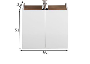 Шкаф под раковину 947, белый / дуб цена и информация | Шкафчики для ванной | 220.lv