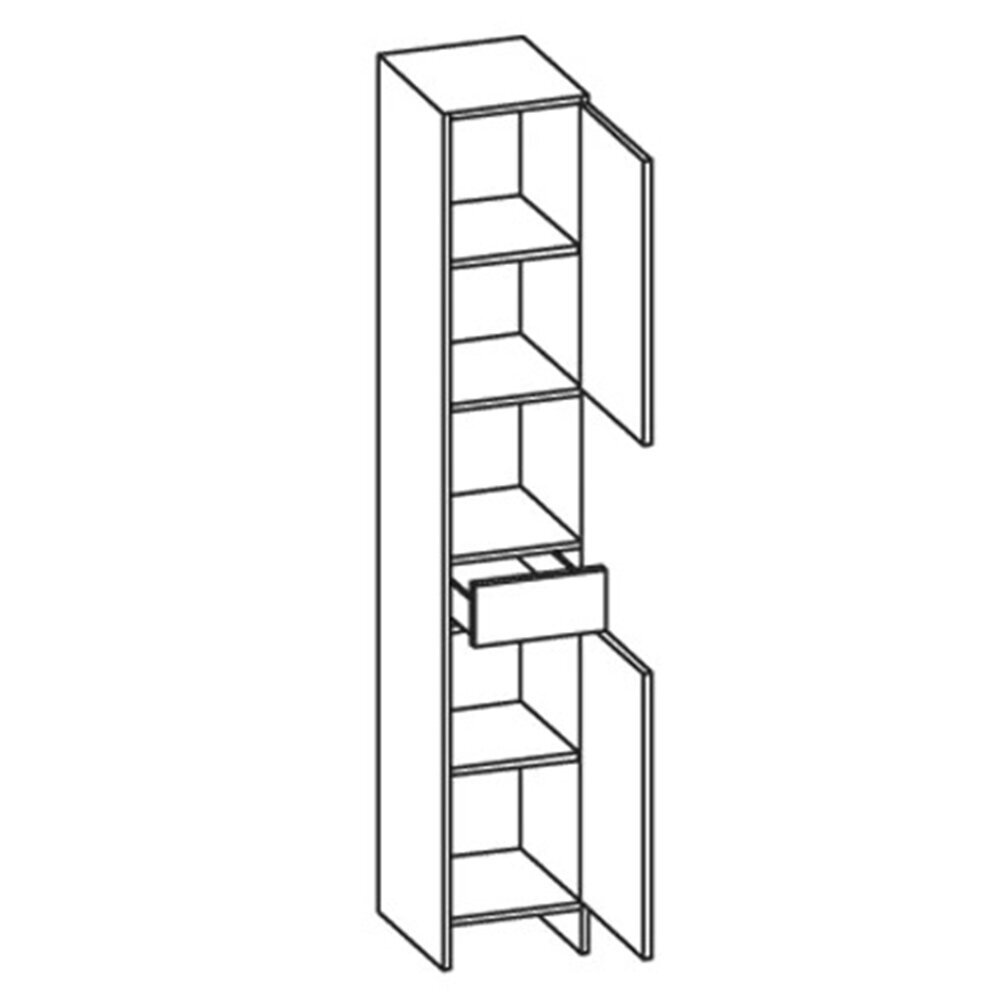Augsts vannas istabas skapis 350 balta / gaiši brūns cena un informācija | Vannas istabas skapīši | 220.lv