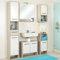 Apakšējais vannas istabas skapis 350 balta / gaiši brūns цена и информация | Шкафчики для ванной | 220.lv