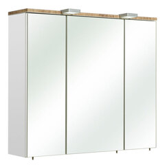 Spoguļstikla skapis ar LED apgaismojumu 34 balta glancēta цена и информация | Шкафчики для ванной | 220.lv