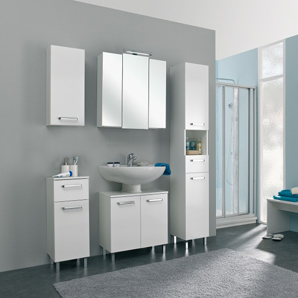 Apakšējais vannas istabas skapis 312 ar baltu spīdumu cena un informācija | Vannas istabas skapīši | 220.lv