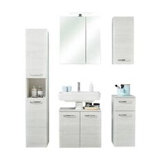 LED apgaismojuma vannas istabas mēbeļu komplekts 936 balts ozols cena un informācija | Vannas istabas mēbeļu komplekti | 220.lv
