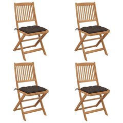 Saliekami dārza krēsli ar spilveniem, 4 gab., brūns cena un informācija | Dārza krēsli | 220.lv