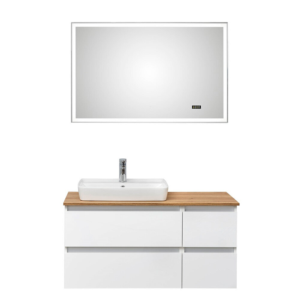 Vannas istabas mēbeļu komplekts ar LED apgaismojumu un izlietni 360 balts spīdums цена и информация | Vannas istabas mēbeļu komplekti | 220.lv