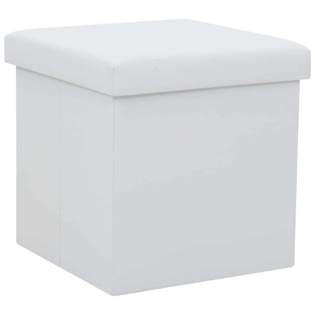 Saliekams sols - glabāšanas kaste, baltā krāsā, mākslīgā āda cena un informācija | Virtuves un ēdamistabas krēsli | 220.lv