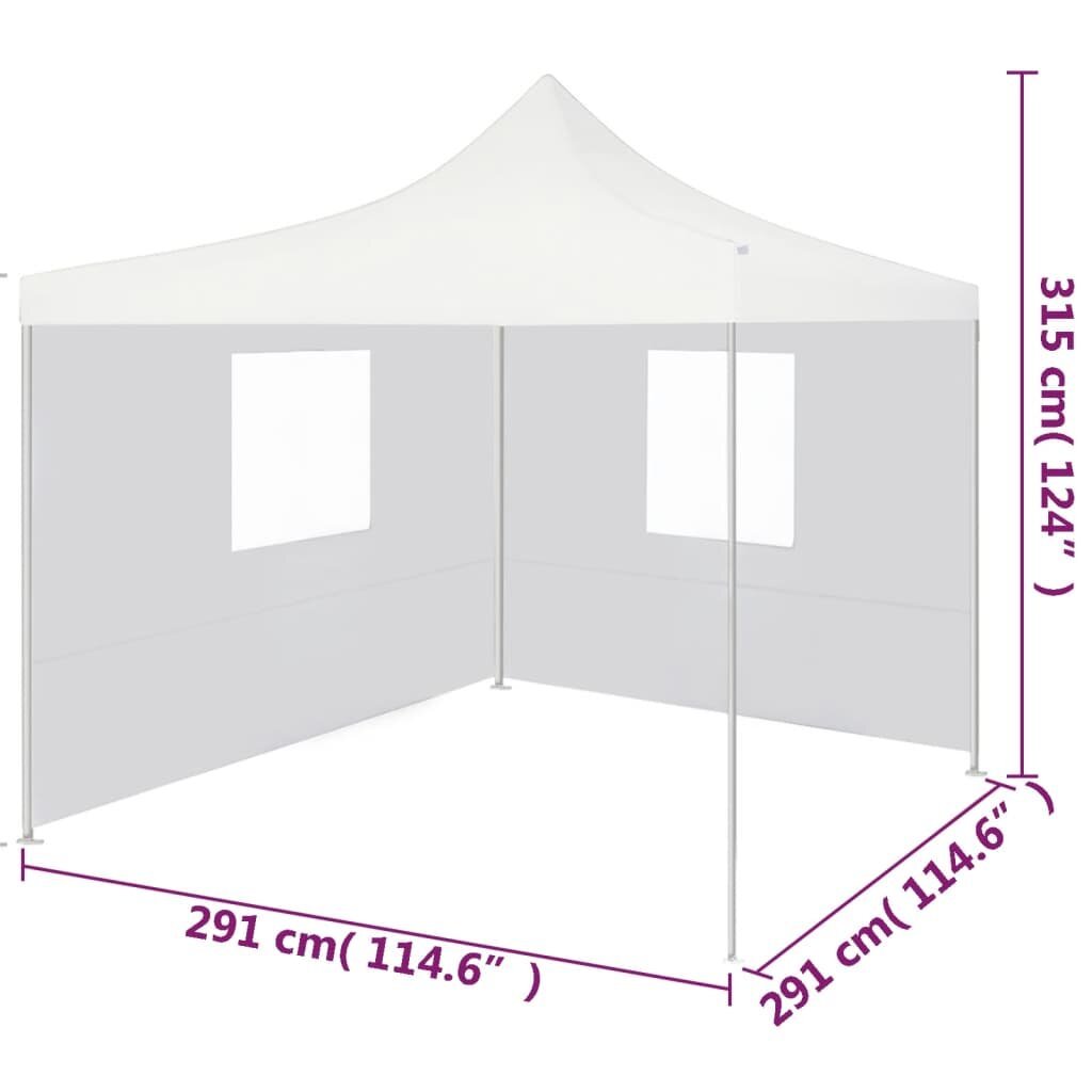 Saliekamā telts ar 2 sienām, balta, 3x3m, tērauds цена и информация | Dārza nojumes un lapenes | 220.lv