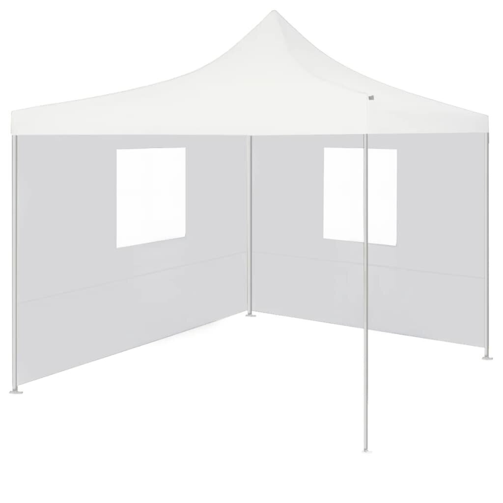 Saliekamā telts ar 2 sienām, balta, 3x3m, tērauds цена и информация | Dārza nojumes un lapenes | 220.lv