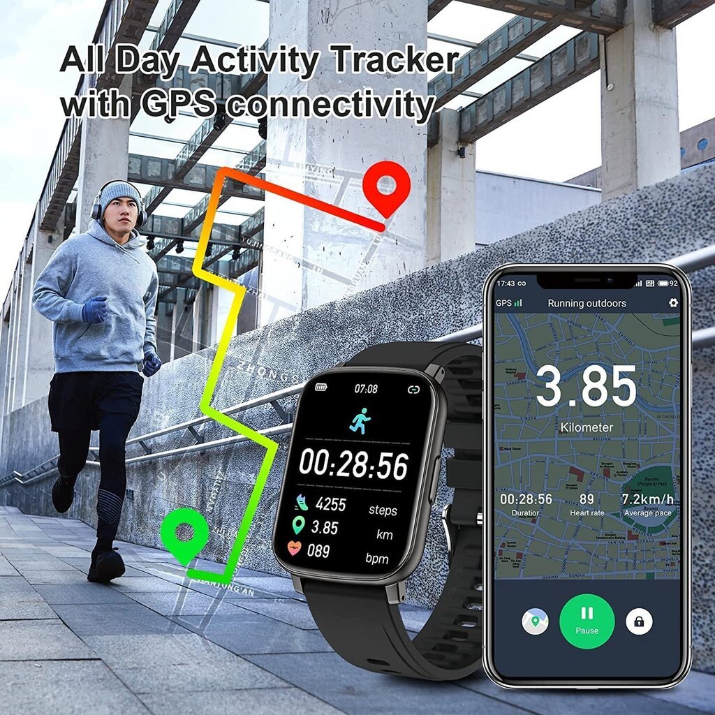 Viedais pulkstenis ar 24 sporta režīmiem, 1,69 collu, Android, iOS цена и информация | Viedpulksteņi (smartwatch) | 220.lv