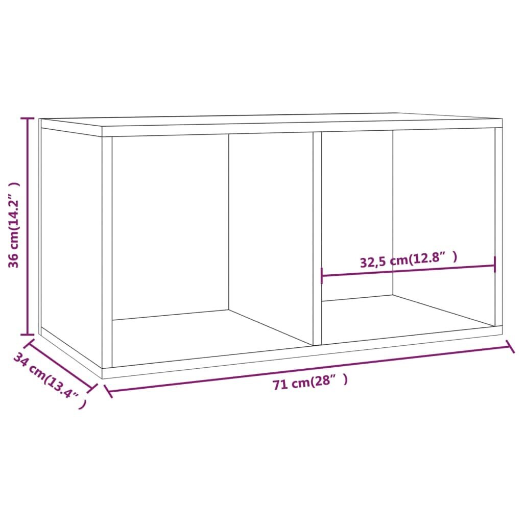 vidaXL vinila plašu uzglabāšanas plaukts, 71x34x36 cm, inženierijas koks цена и информация | Skapji | 220.lv