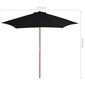 Āra lietussargs ar koka stabu, melnā krāsā, 270 cm cena un informācija | Saulessargi, markīzes un statīvi | 220.lv