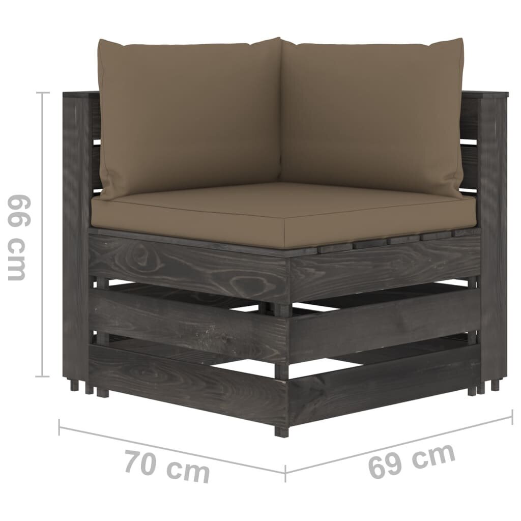 Moduļu stūra dīvāns ar spilveniem, pelēks cena un informācija | Dārza krēsli | 220.lv