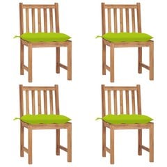 Dārza krēsli ar spilveniem, 4gab., tīkkoka koka masīvs cena un informācija | Dārza krēsli | 220.lv