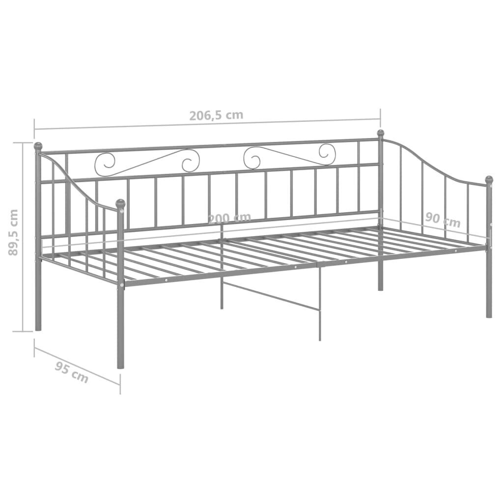 Dīvāna-gultas rāmis, pelēks, 90x200cm, metāls cena un informācija | Gultas | 220.lv