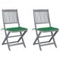 Saliekamie āra krēsli ar spilveniem, 2gab., akācijas masīvs cena un informācija | Dārza krēsli | 220.lv
