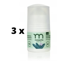 Dezodorants-pretsviedru līdzeklis ar salvijas ekstraktu MARGARITA 2in1, 50 ml x 3 gab. iepakojumā cena un informācija | Dezodoranti | 220.lv