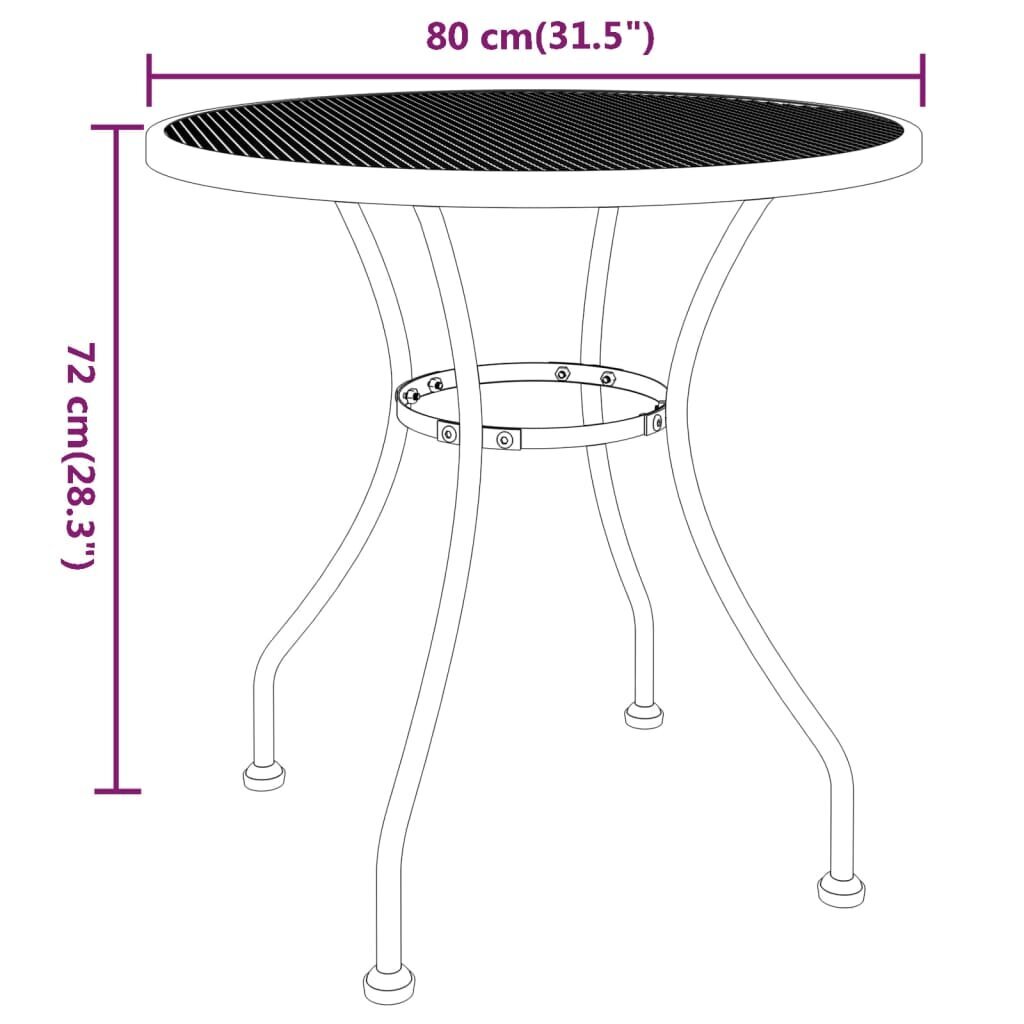 Dārza galds, antracīts, 80x72cm, paplašinošs metāla siets цена и информация | Dārza galdi | 220.lv