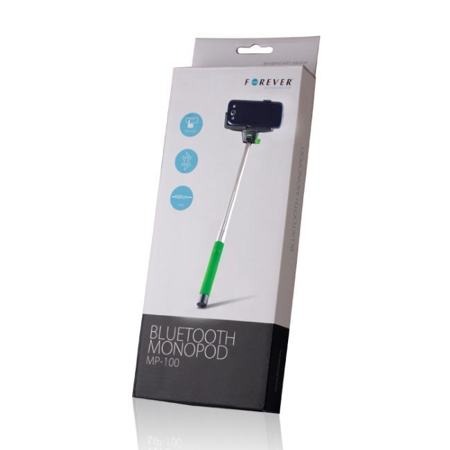 Forever MP-100 Bluetooth Selfie Stick 100cm - Universāla stiprinājuma statīvs ar iebūvētu Pulti Zaļš cena un informācija | Selfie Sticks | 220.lv