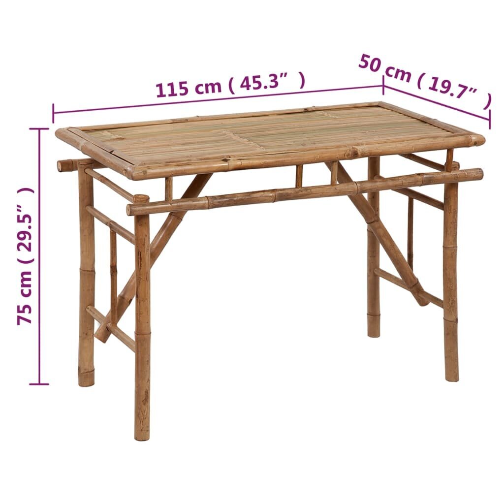 Saliekamais dārza galds, 115x50x75cm, bambuss cena un informācija | Dārza galdi | 220.lv