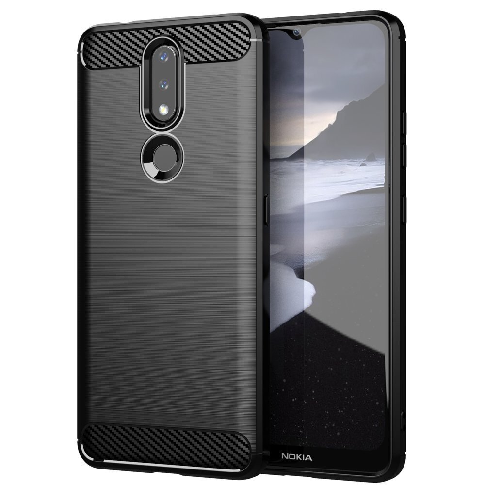 Hurtel Carbon Case paredzēts Nokia 2.4, melns цена и информация | Telefonu vāciņi, maciņi | 220.lv