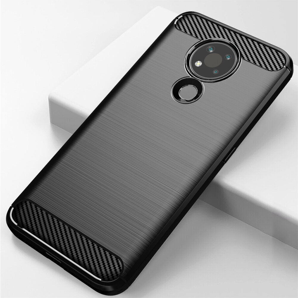 Hurtel Carbon Case paredzēts Nokia 3.4, melns cena un informācija | Telefonu vāciņi, maciņi | 220.lv