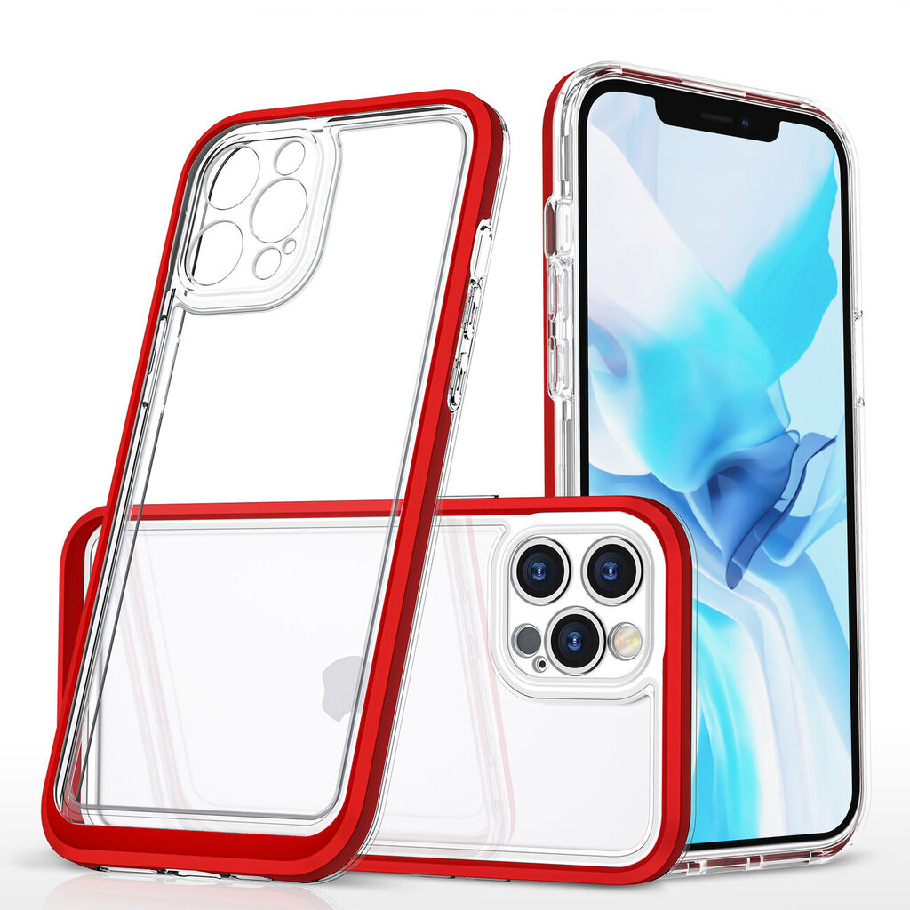 Hurtel Clear 3in1 Case paredzēts iPhone 12 Pro Max, sarkans cena un informācija | Telefonu vāciņi, maciņi | 220.lv