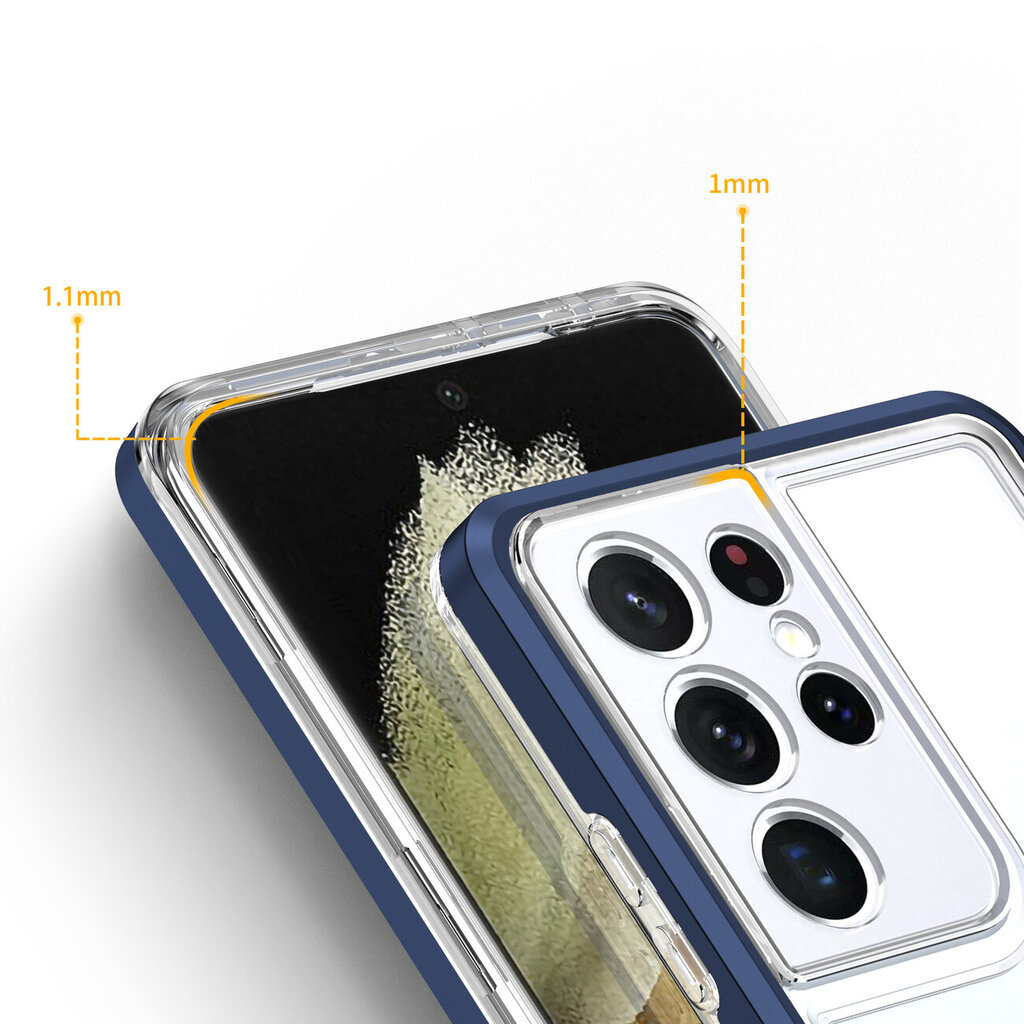 Hurtel Clear 3in1 Case paredzēts Samsung Galaxy S21 Ultra 5G, zils цена и информация | Telefonu vāciņi, maciņi | 220.lv