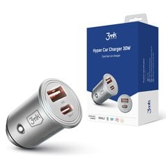 Автомобильное зарядное устройство 3MK, 1x USB-A / 1x USB-C / 4,5А, 30Вт цена и информация | Зарядные устройства для телефонов | 220.lv