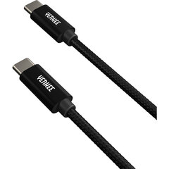 Pīts vads YENKEE, 2.0 USB C - USB C, 480 Mbps, 20V/3A, 60W, 0.2m, alumīnija korpuss, melns cena un informācija | Savienotājkabeļi | 220.lv