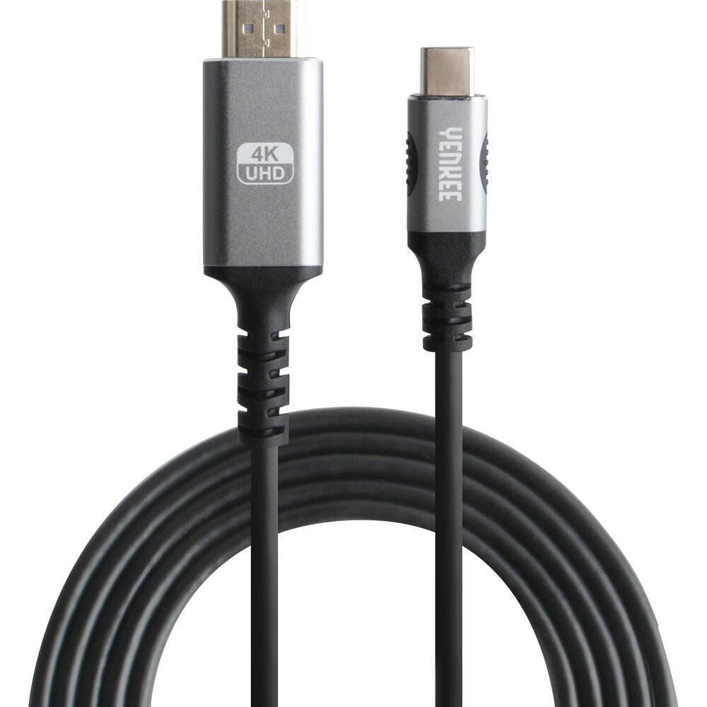 YENKEE, 3.1 (Gen 2) USB A - HDMI 4K/60Hz, 1.5m, alumīnija korpuss, pelēks/melns cena un informācija | Savienotājkabeļi | 220.lv