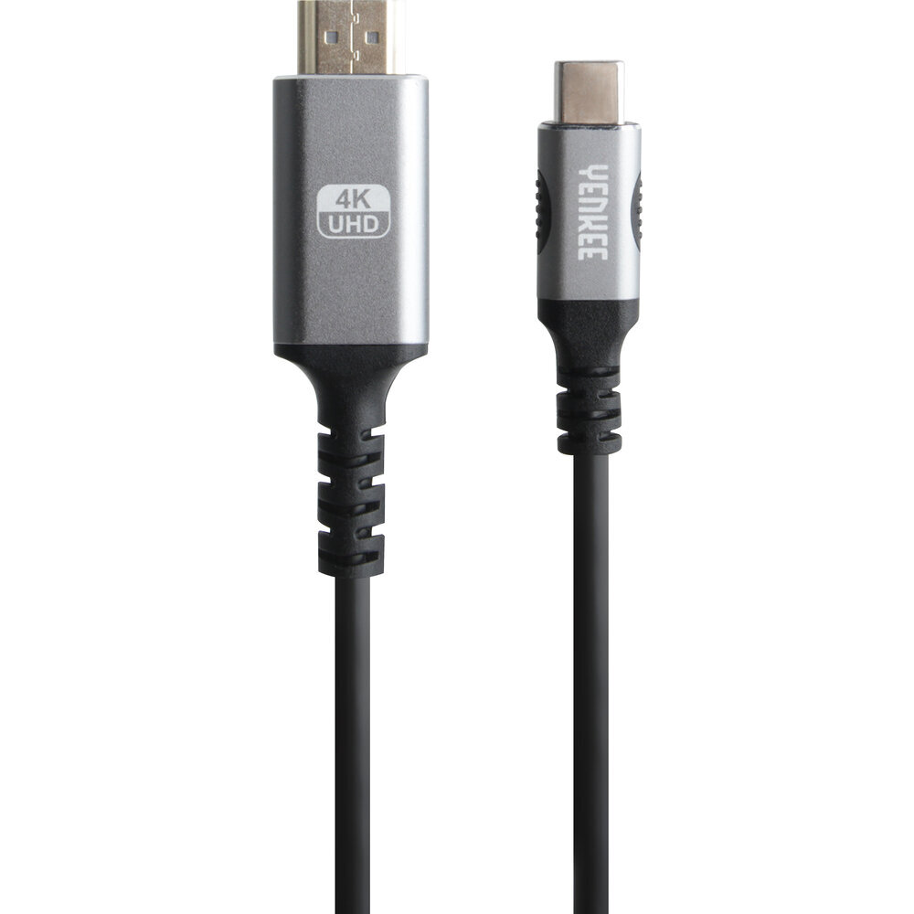 YENKEE, 3.1 (Gen 2) USB A - HDMI 4K/60Hz, 1.5m, alumīnija korpuss, pelēks/melns cena un informācija | Savienotājkabeļi | 220.lv