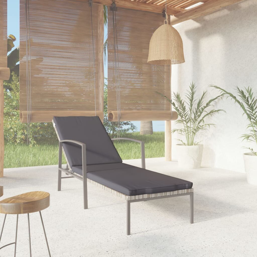 Dārza sauļošanās krēsls ar matraci, pelēka krāsa, poliratāns цена и информация | Sauļošanās krēsli | 220.lv