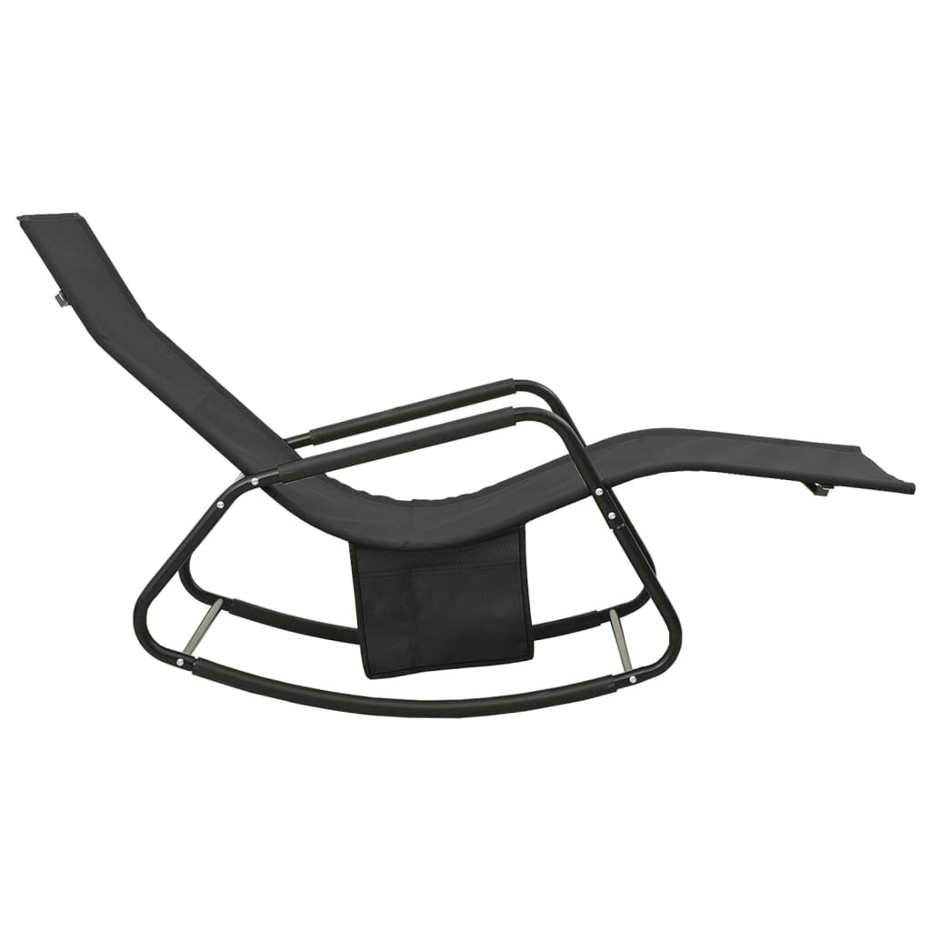 Sauļošanās krēsli, melni, tērauds un tekstilizstrādājumi цена и информация | Sauļošanās krēsli | 220.lv