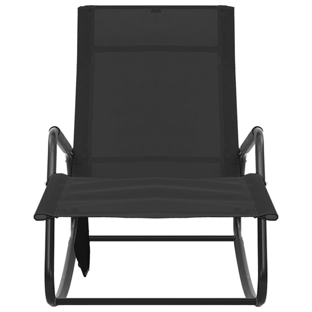 Sauļošanās krēsli, melni, tērauds un tekstilizstrādājumi cena un informācija | Sauļošanās krēsli | 220.lv