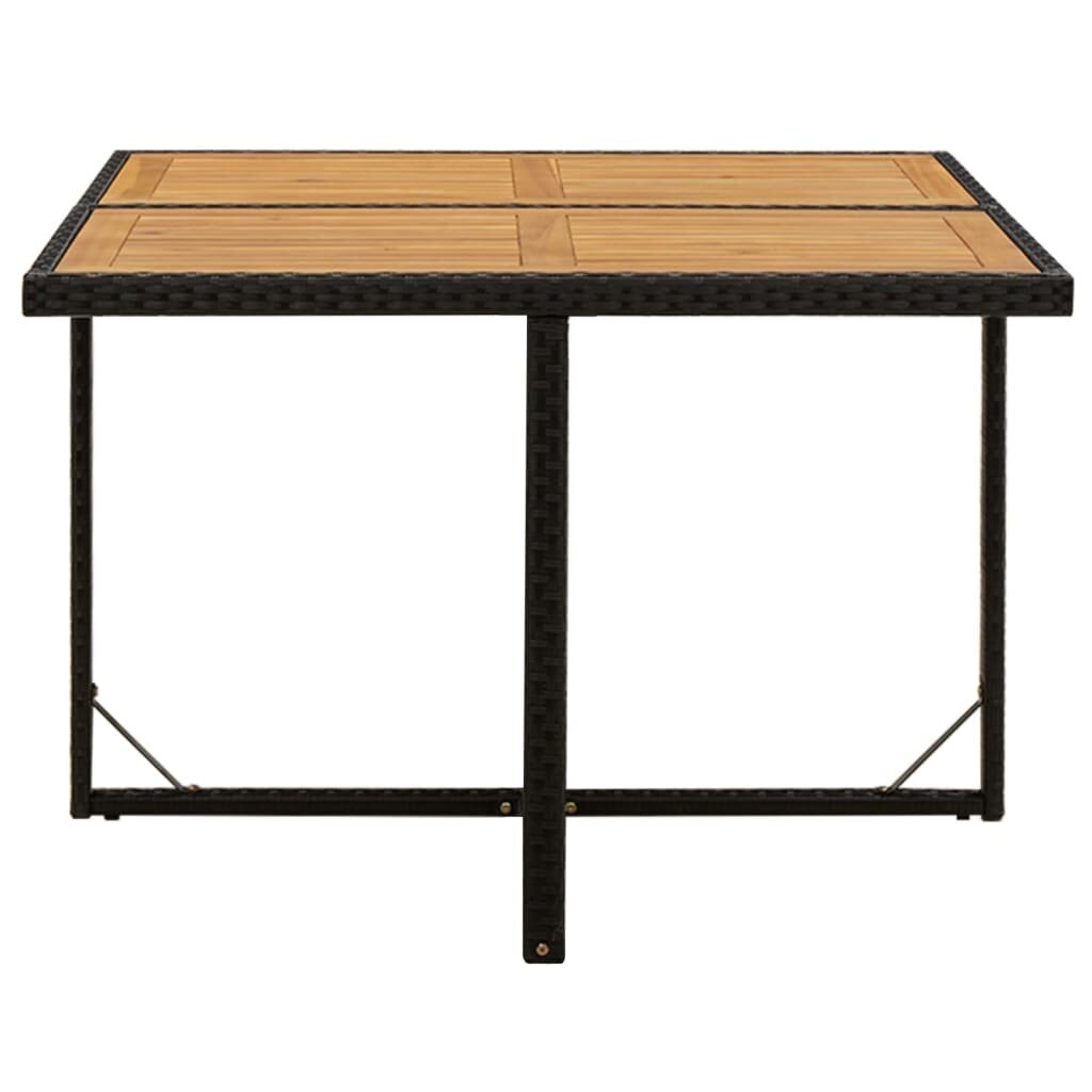 Dārza galds, melns, 109x107x74cm, poliratāns un akācija cena un informācija | Dārza galdi | 220.lv